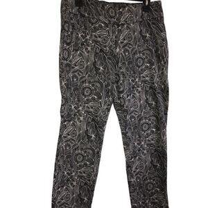Miraclebody womens crop pants Size 14 pull on wide waistband black white print